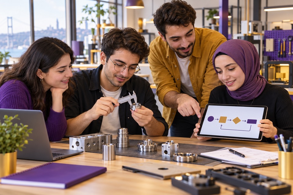 Kalite mühendisliği ölçüm araçlarını birlikte deneyen genç öğrenme grubu